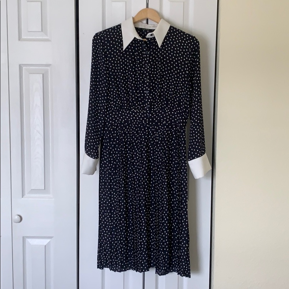 Zara Navy Polka Dot Dress Replikate